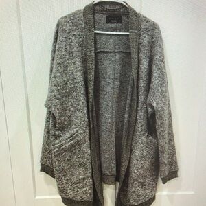Gray Open Front Cardigan Sweater